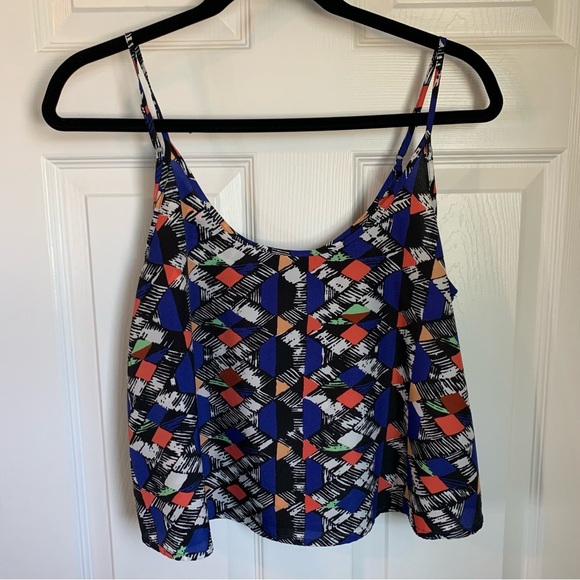 Fire Los Angeles Vibrant Multicolor Spaghetti Strap Crop Top, size M - Picture 4 of 5